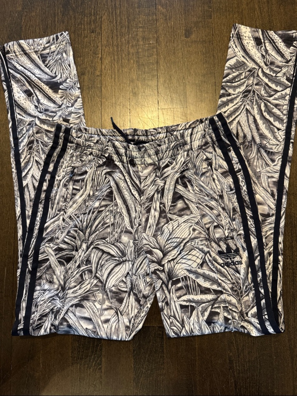 adidas Navy, Black and White Botanical Print Track Pants